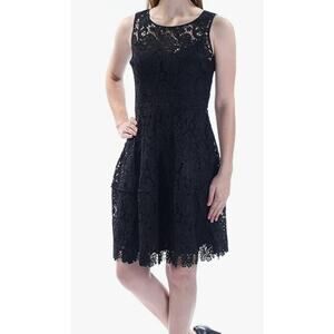 Tommy Hilfiger Womens Crochet Knee-Length Black Cocktail Dress Sz Sm